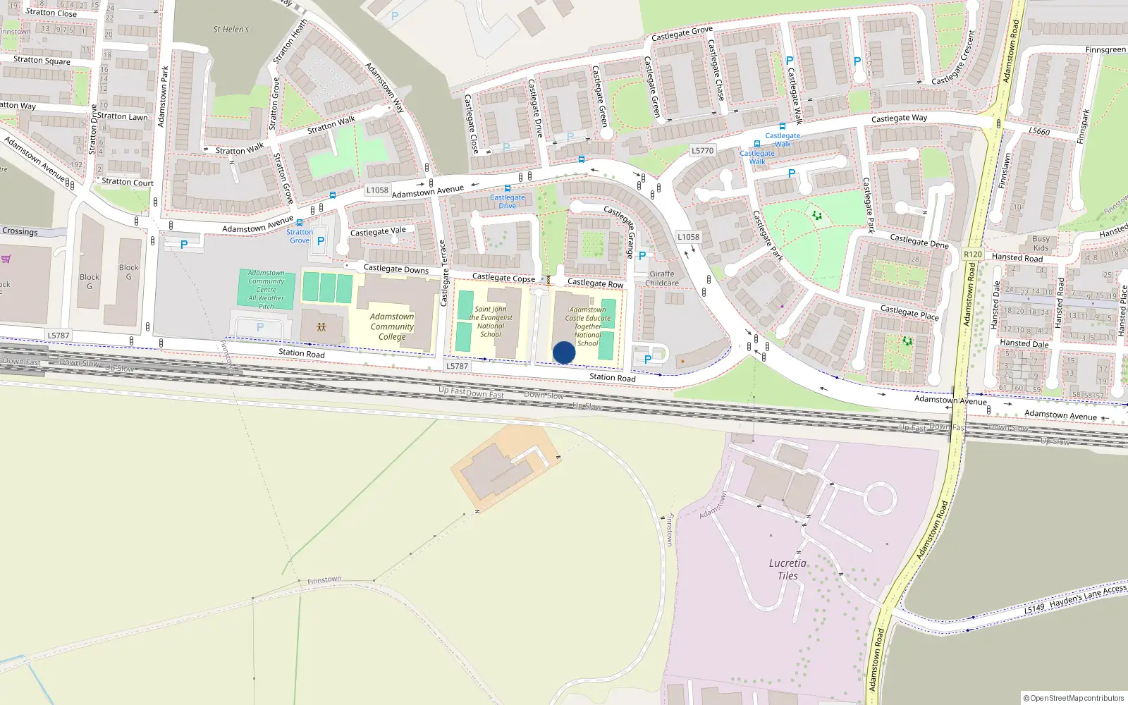 Overhead map showing the location of 3 Adamstown Castle, Lucan, Co Dublin
