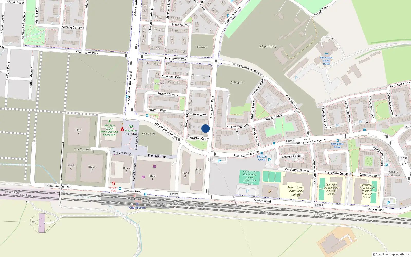 Overhead map showing the location of 3 Adamstown Park, Lucan