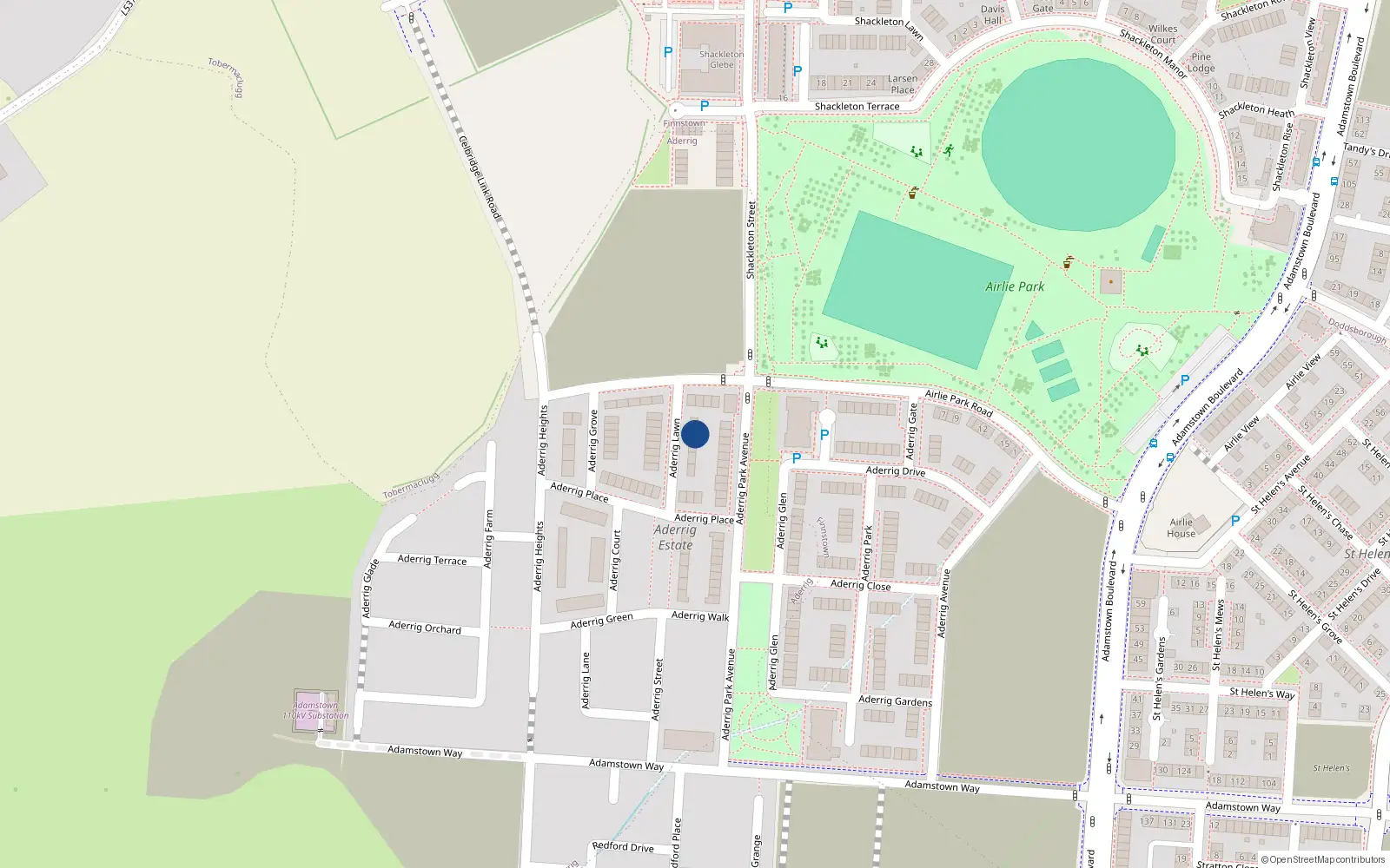 Overhead map showing the location of 3 Aderrig Lawn, Lucan