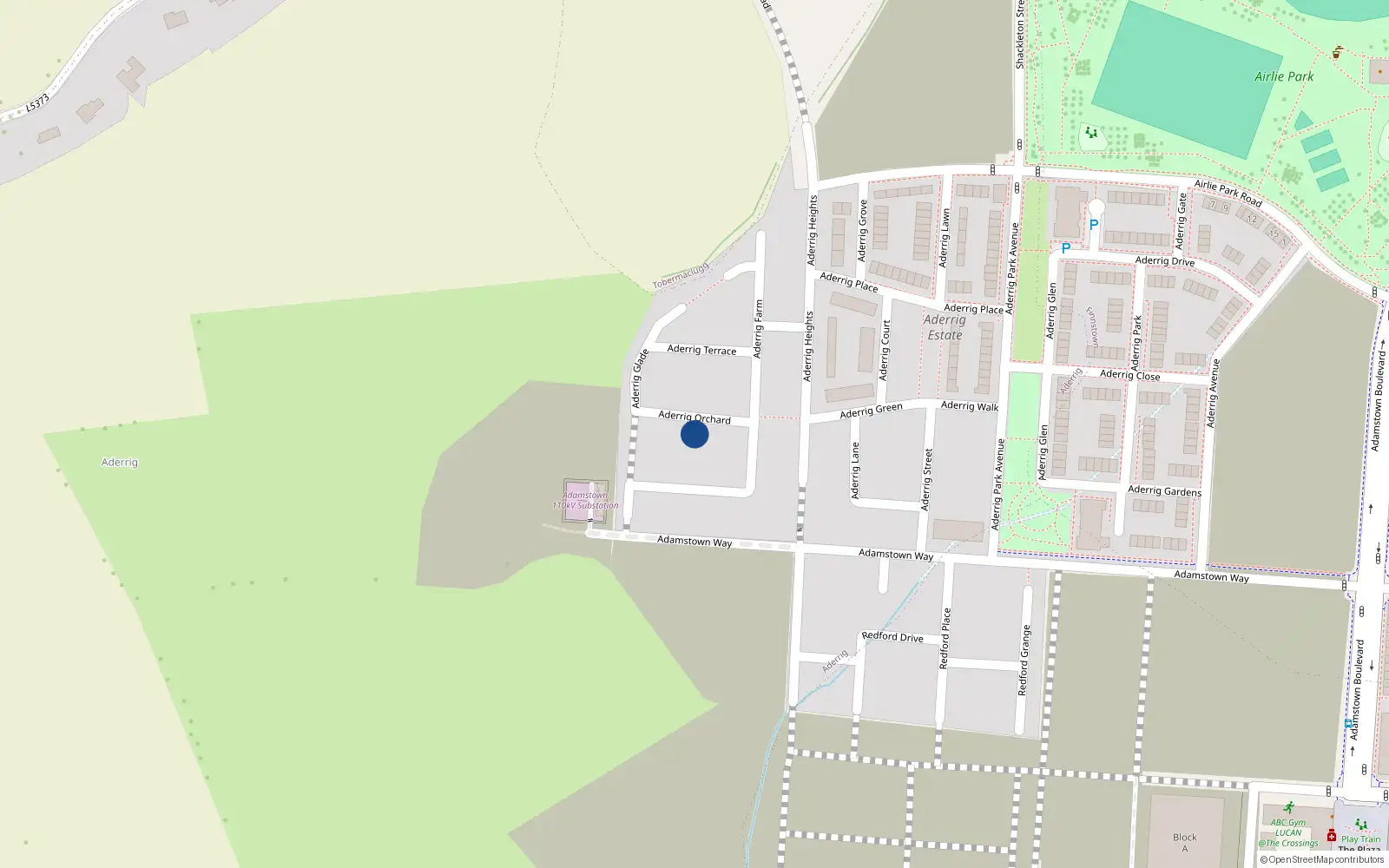 Overhead map showing the location of 3 Aderrig Orchard, Lucan
