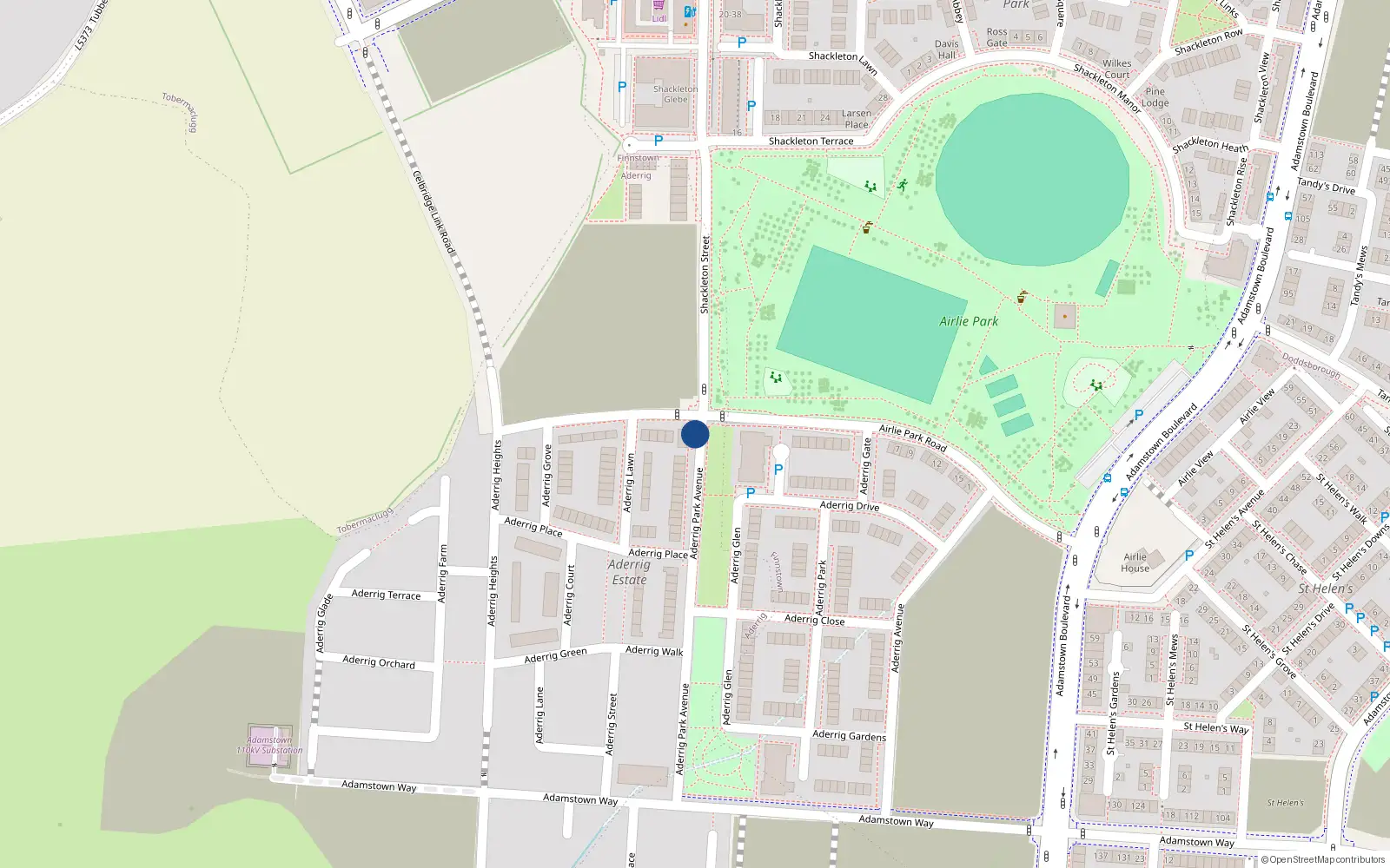 Overhead map showing the location of 3 Aderrig Park Avenue, Lucan