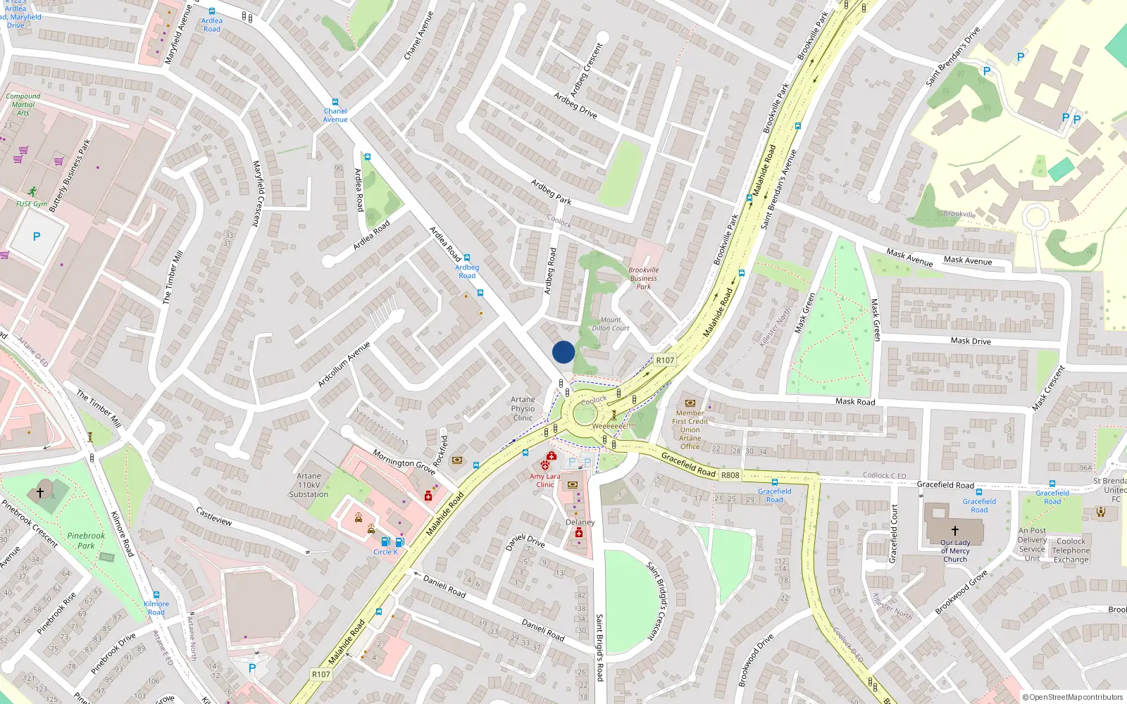 Overhead map showing the location of 3 Ardlea Road, Artane, Dublin 5