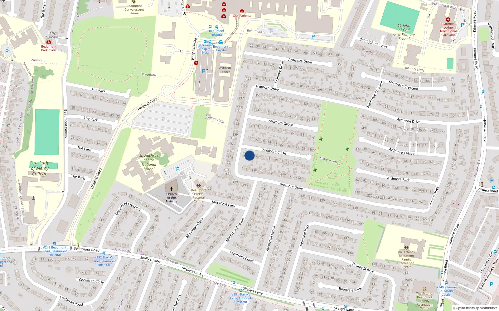 Overhead map showing the location of 3 Ardmore Close, Dublin 5