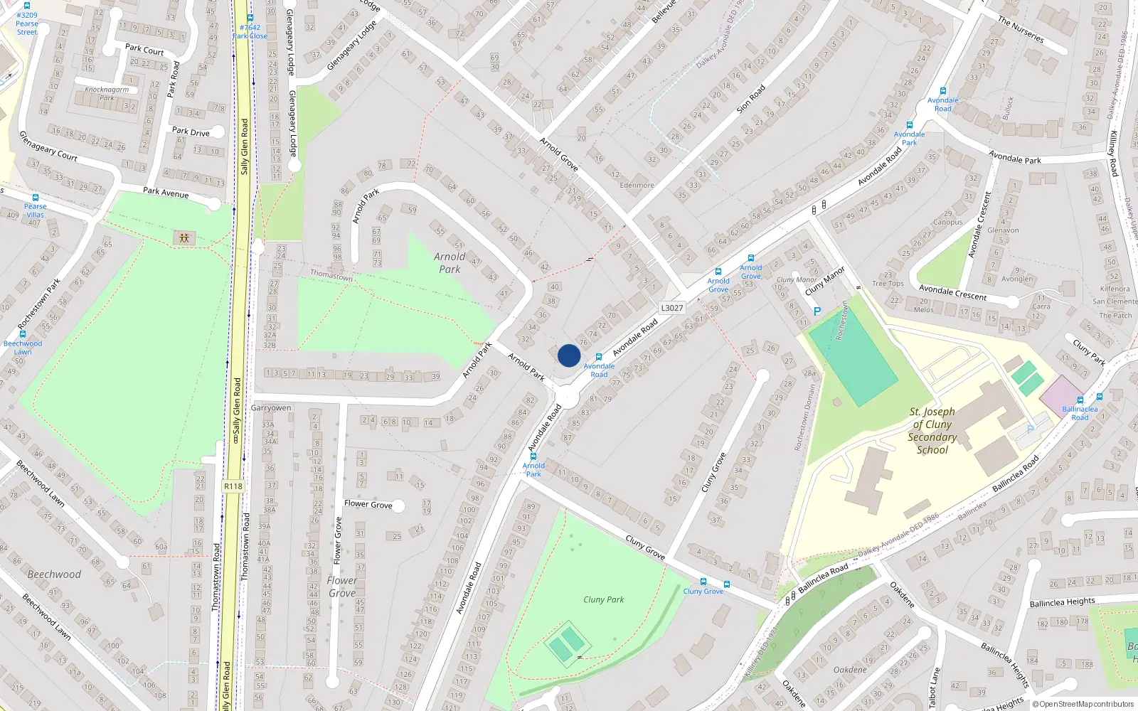 Overhead map showing the location of 3 Arkle, Killiney