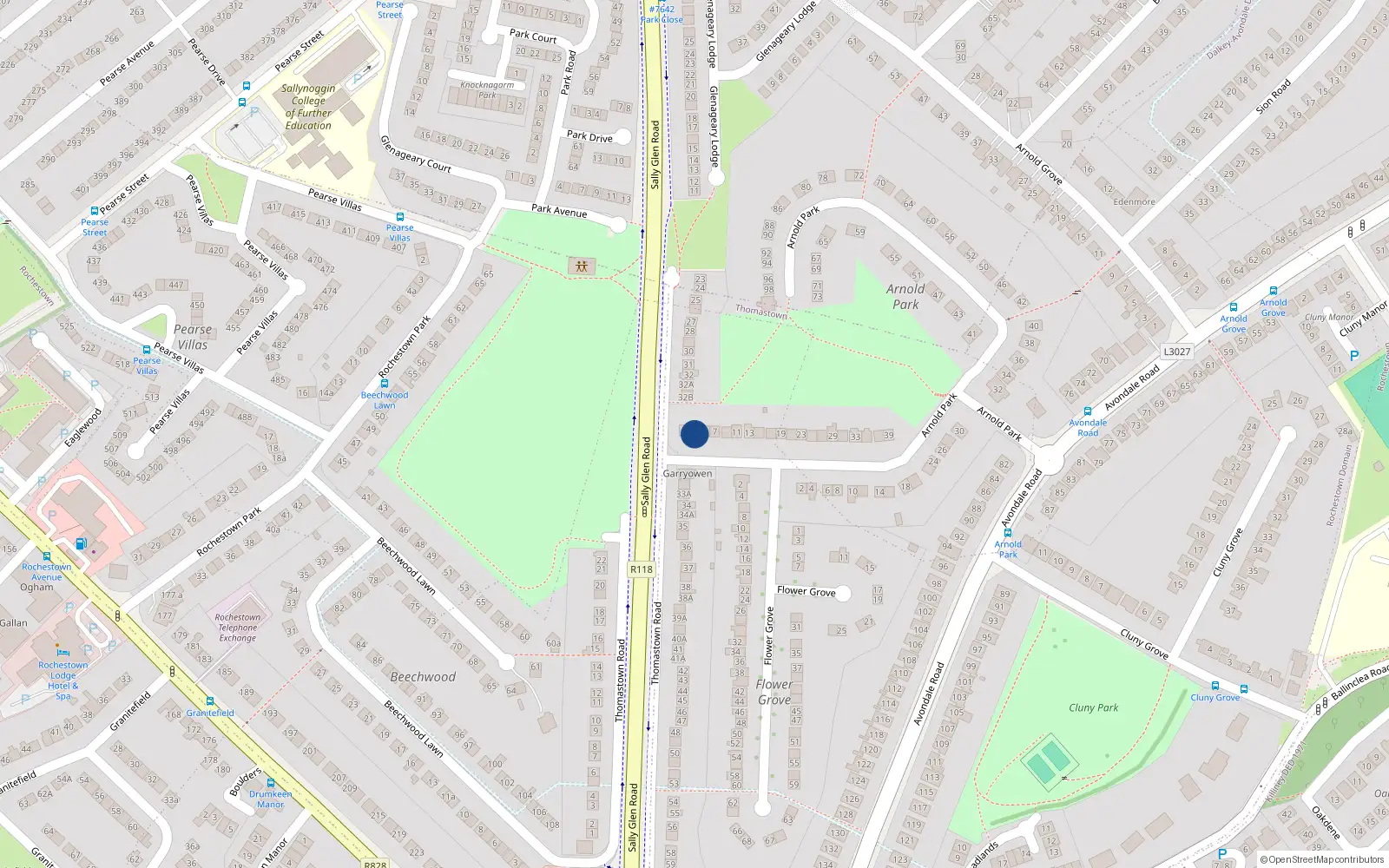 Overhead map showing the location of 3 Arnold Park, Dublin