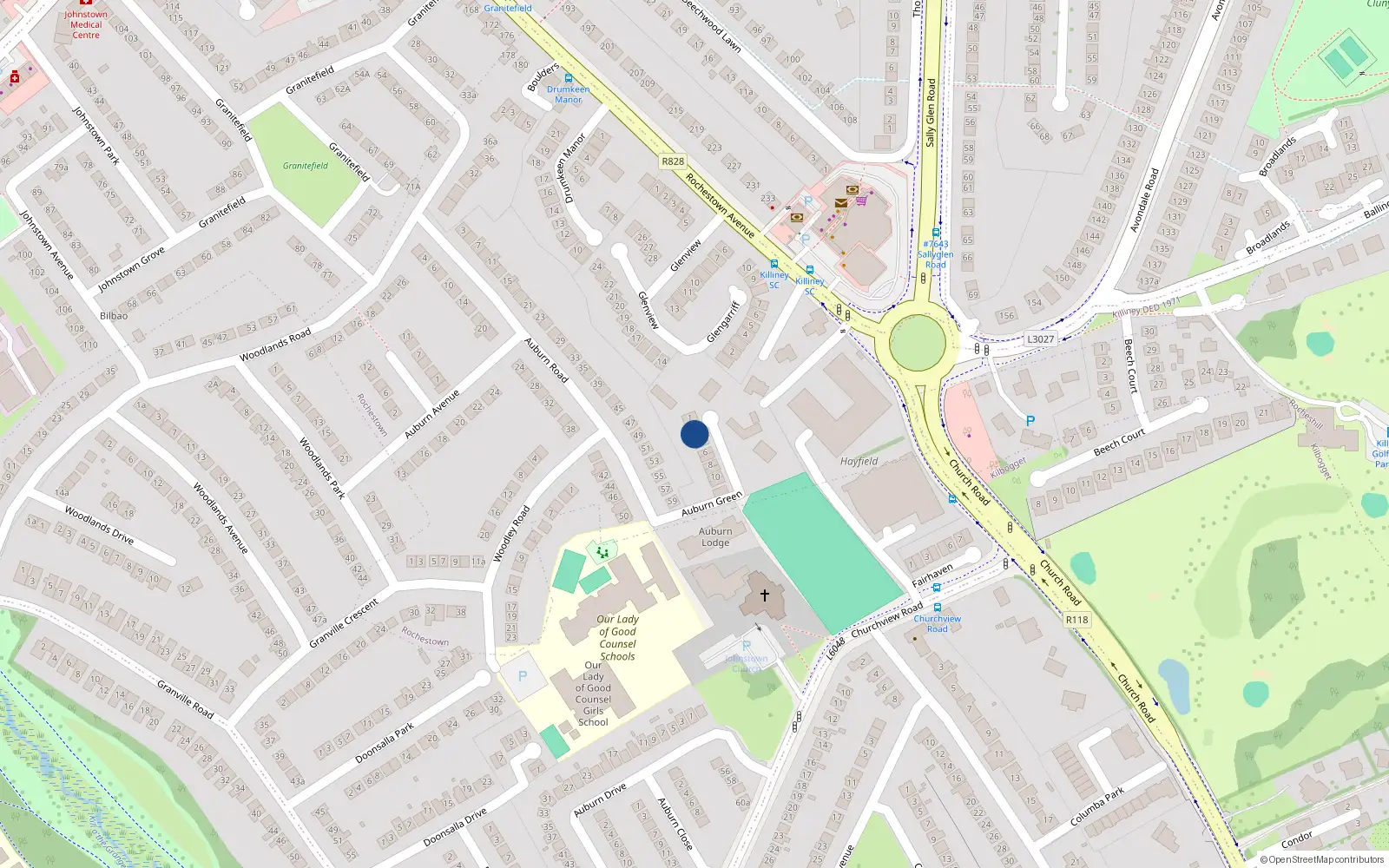Overhead map showing the location of 3 Auburn Green, Dun Laoghaire