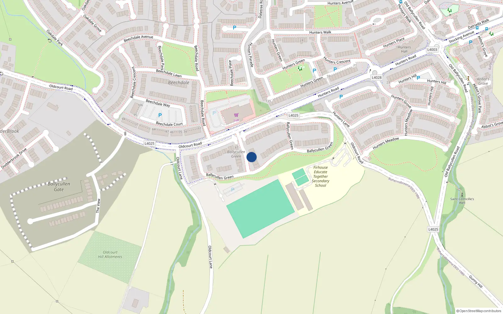 Overhead map showing the location of 3 Ballycullen Green, Dublin 24