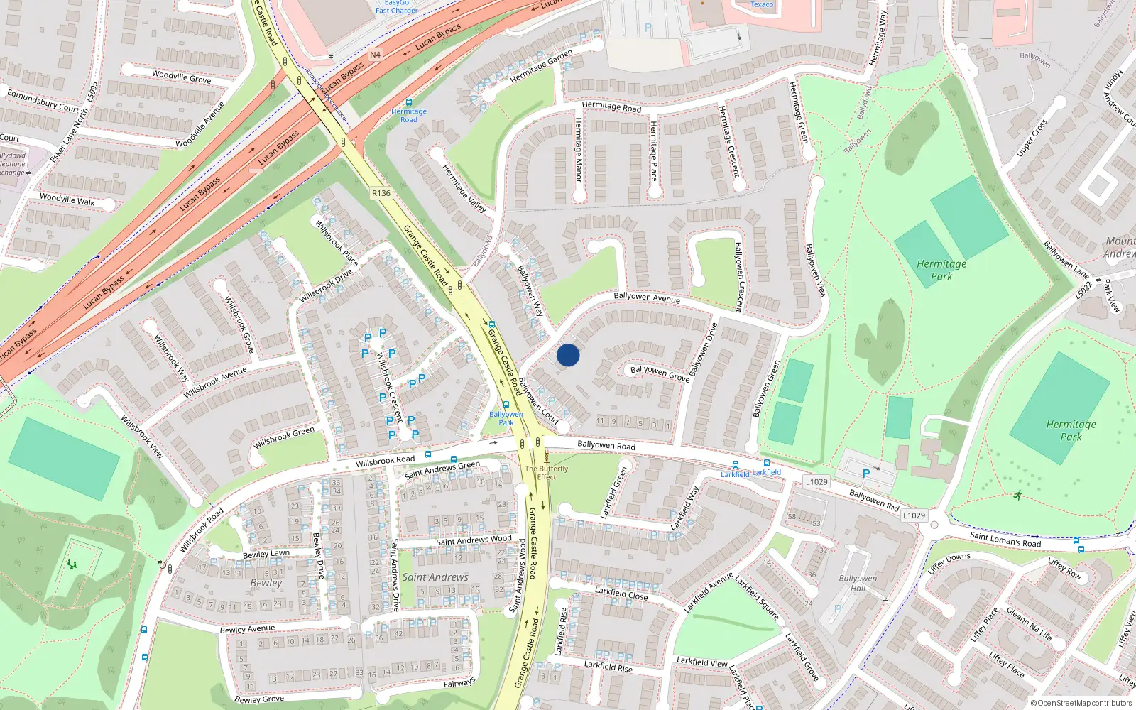 Overhead map showing the location of 3 Ballyowen Avenue, Lucan
