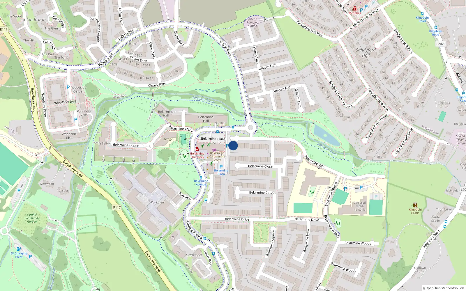 Overhead map showing the location of 3 Belarmine Vale, Dublin