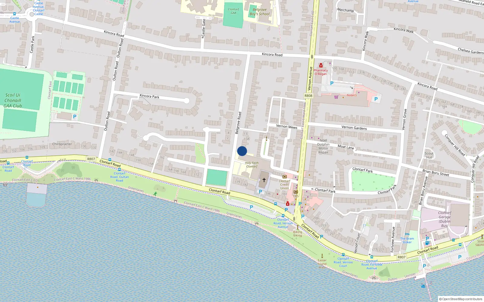 Overhead map showing the location of 3 Belgrove Road, Dublin 3