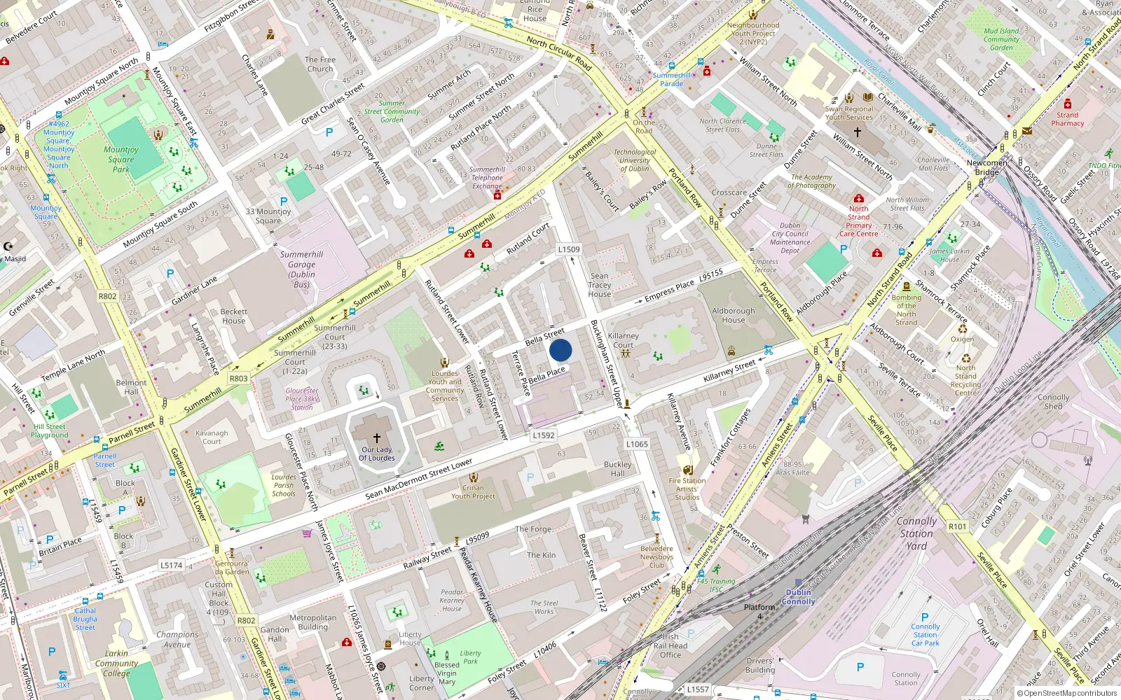Overhead map showing the location of 3 Bella Avenue, Dublin 1