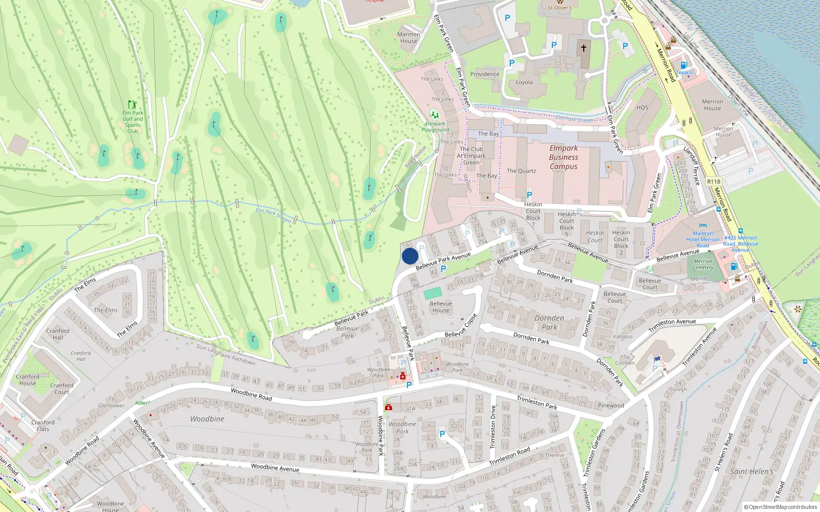 Overhead map showing the location of 3 Bellevue Park Avenue, Priesthouse