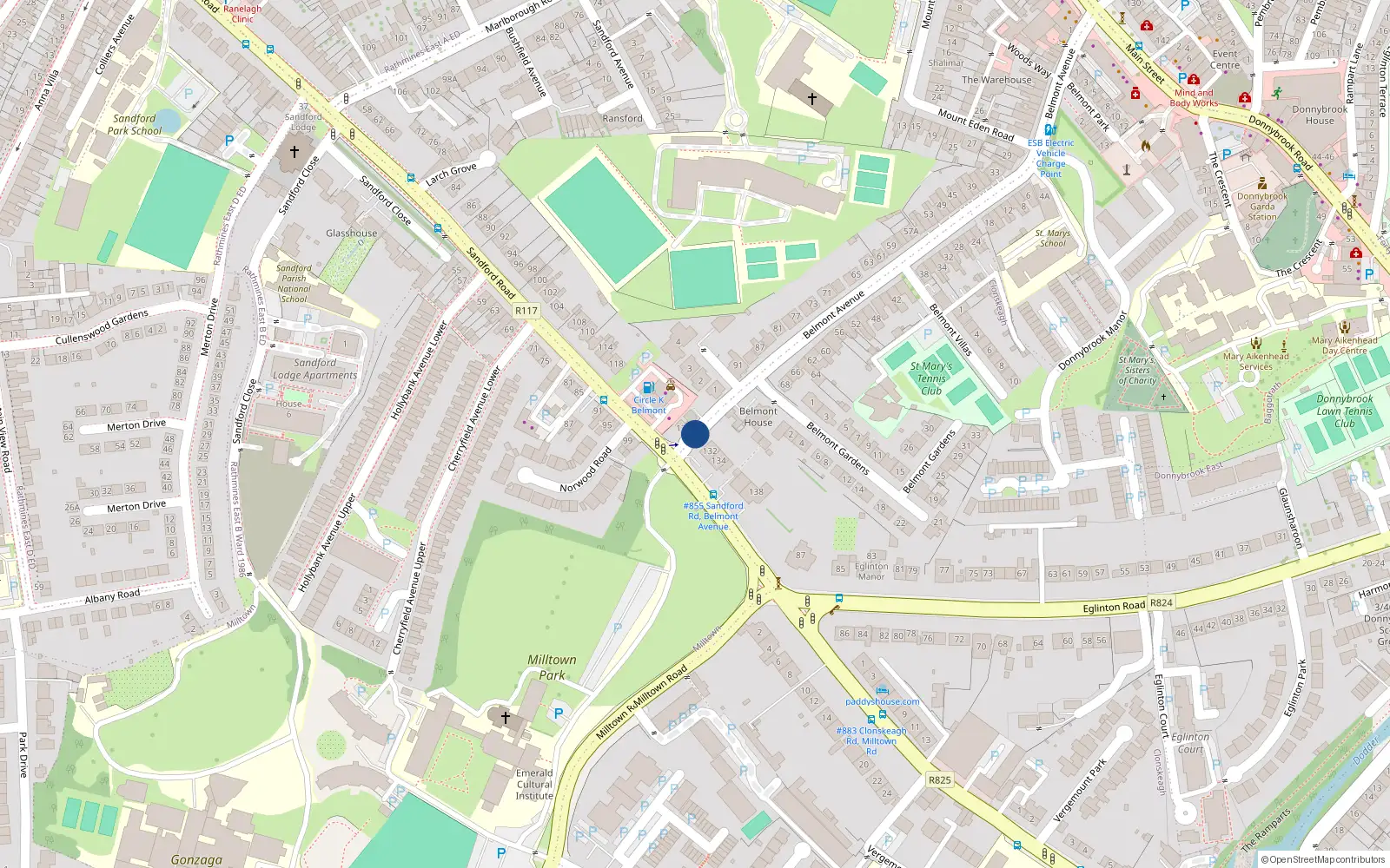 Overhead map showing the location of 3 Belmont Avenue, Donnybrook