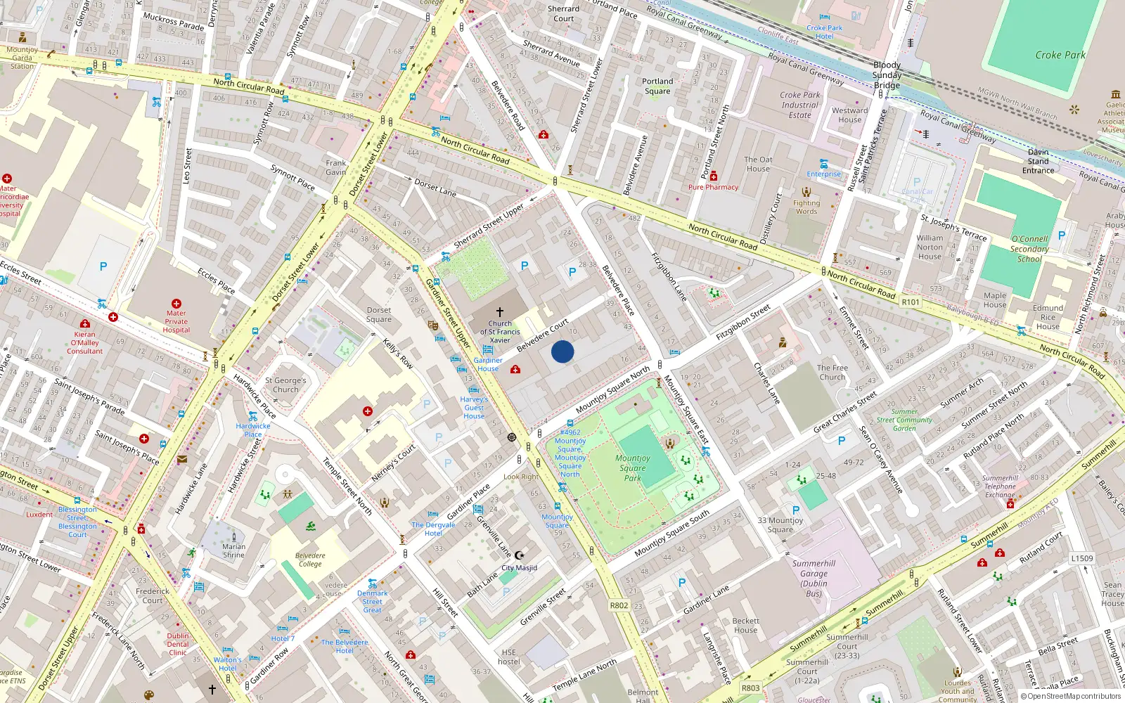 Overhead map showing the location of 3 Belvedere Square, Dublin 1