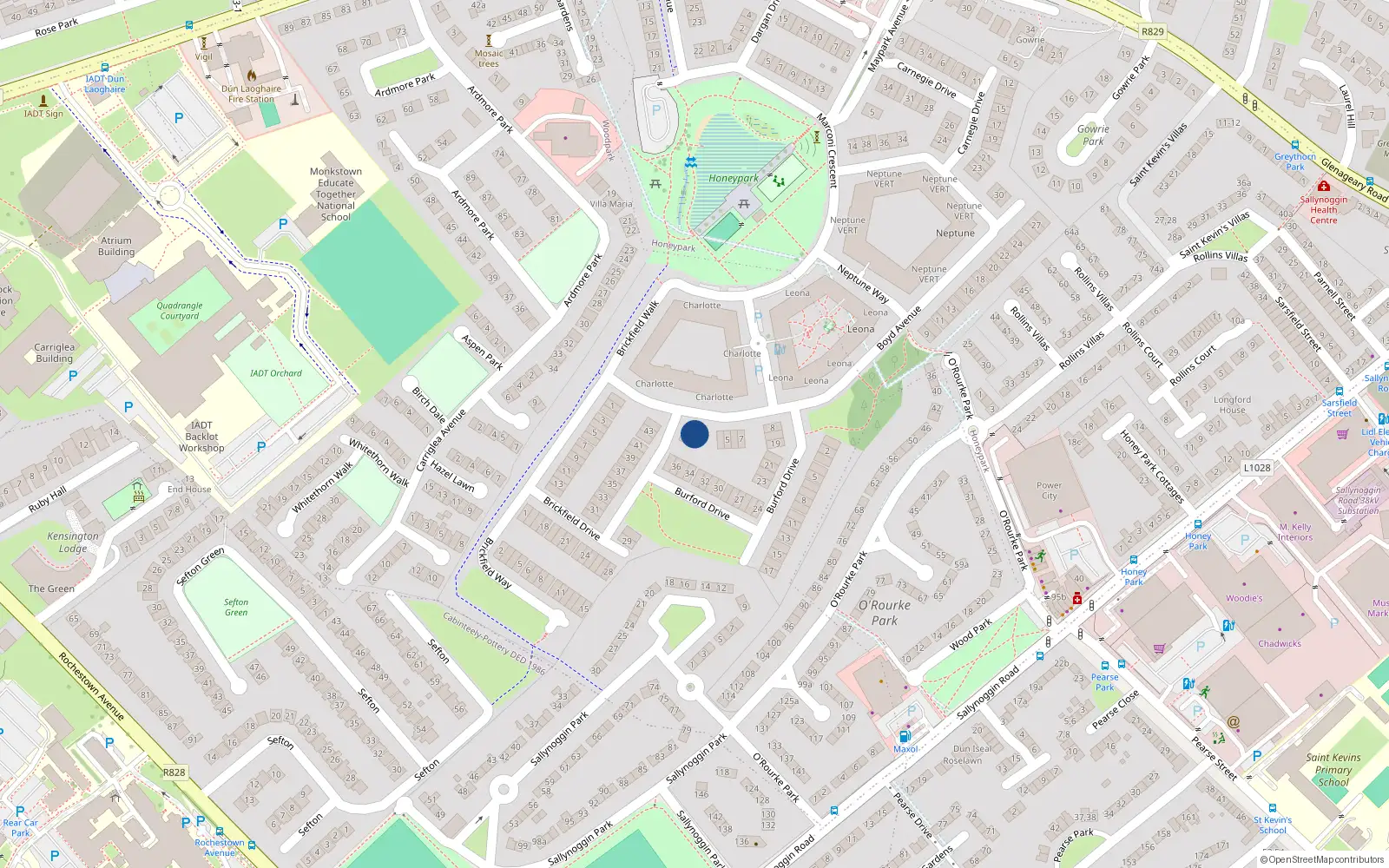 Overhead map showing the location of 3 Boyd Avenue, Dun Laoghaire
