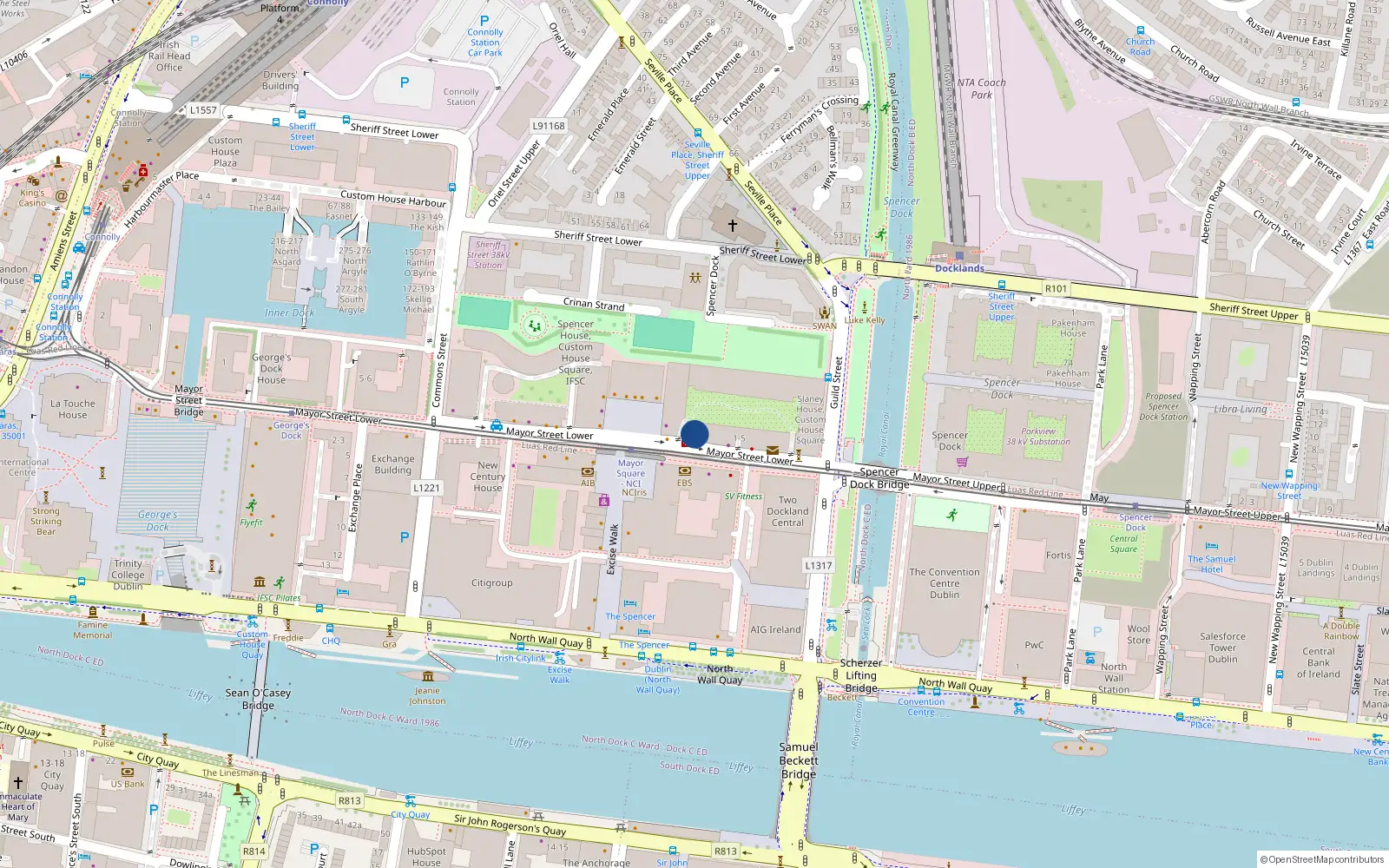 Overhead map showing the location of 3 Boyne House, Ifsc, Dublin 1
