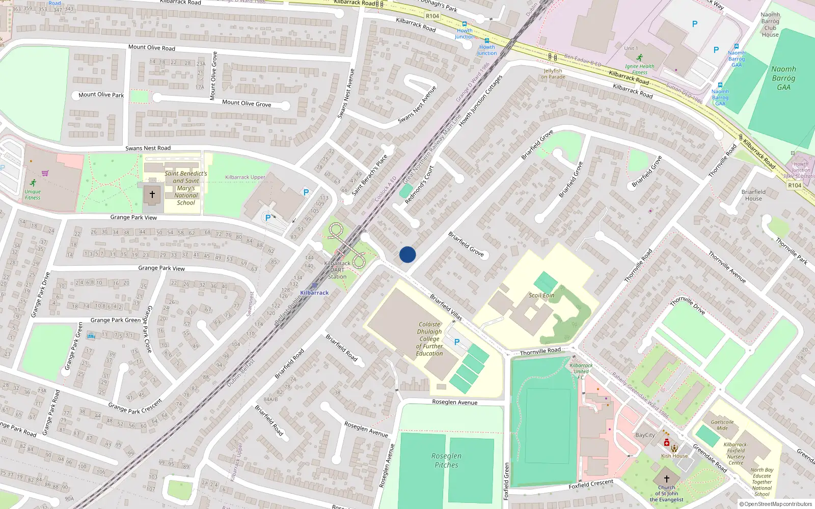 Overhead map showing the location of 3 Briarfield Grove, Dublin 5