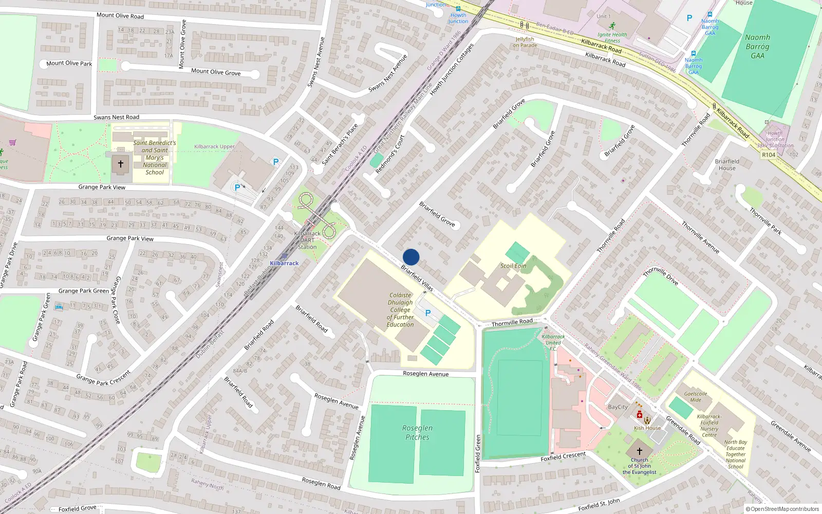 Overhead map showing the location of 3 Briarfield Villas, Greendale Road, Raheny Dublin 5
