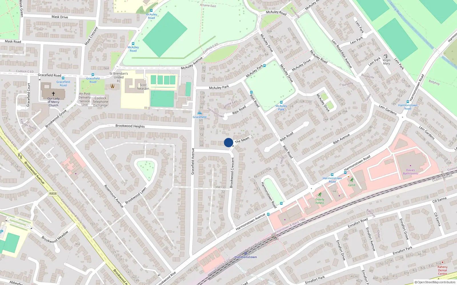 Overhead map showing the location of 3 Brookwood Crescent, Dublin 5
