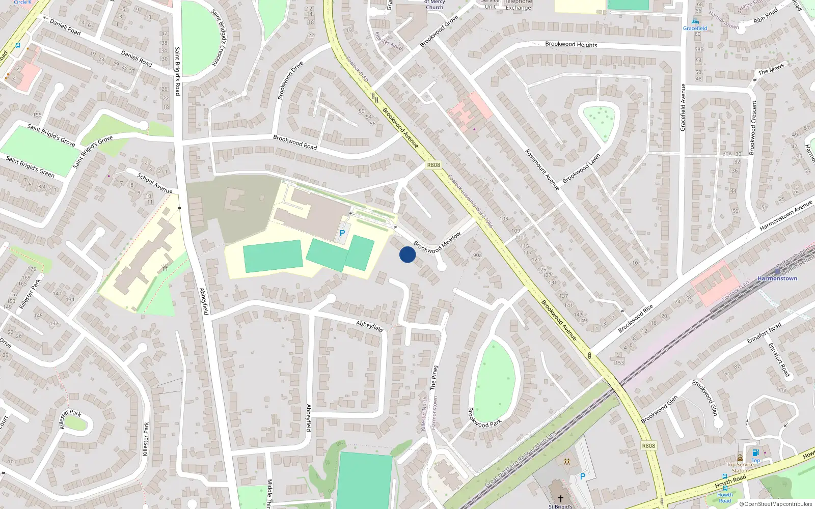 Overhead map showing the location of 3 Brookwood Meadows, Artane, Dublin 5