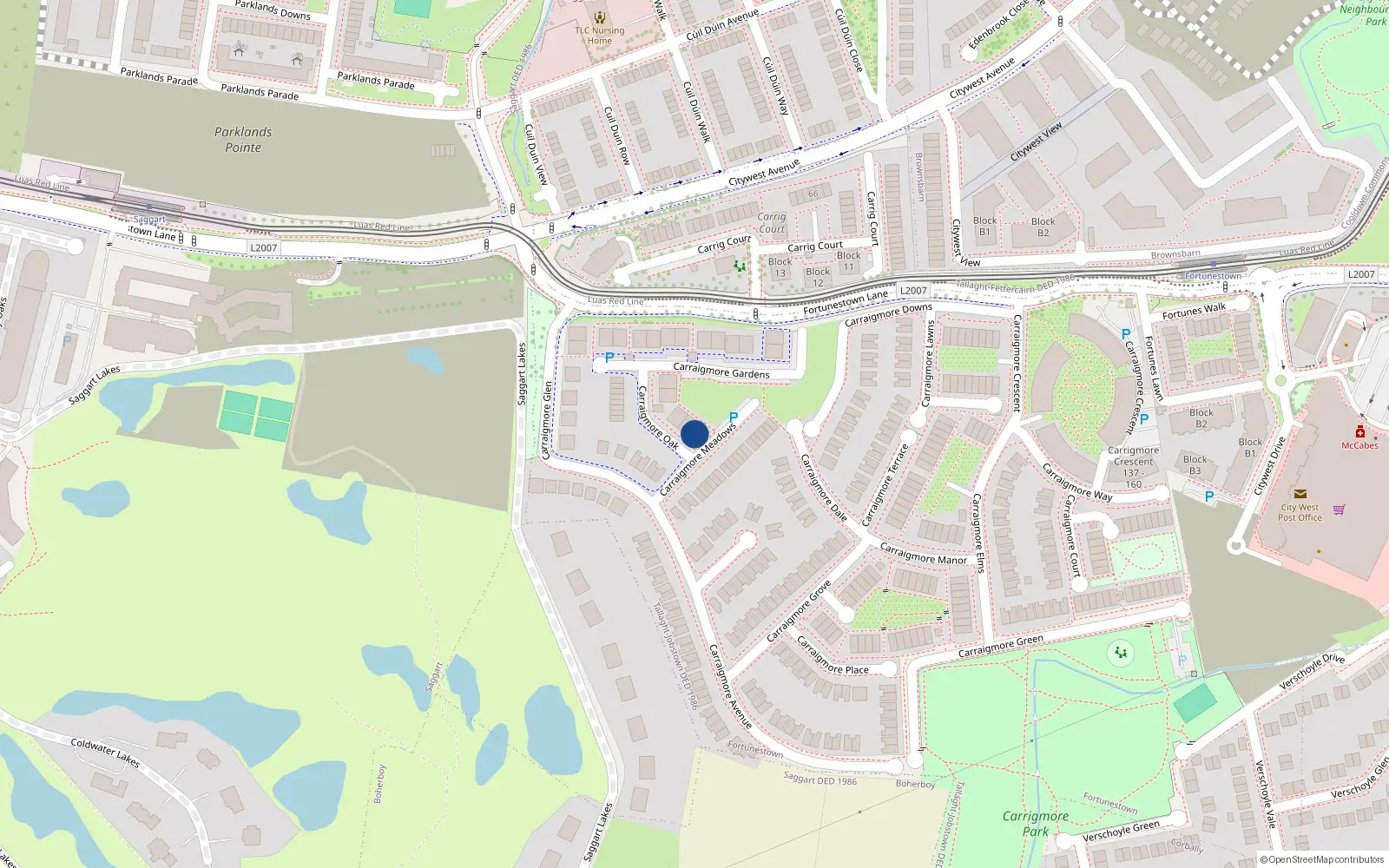 Overhead map showing the location of 3 Carrigmore Oak, Saggart