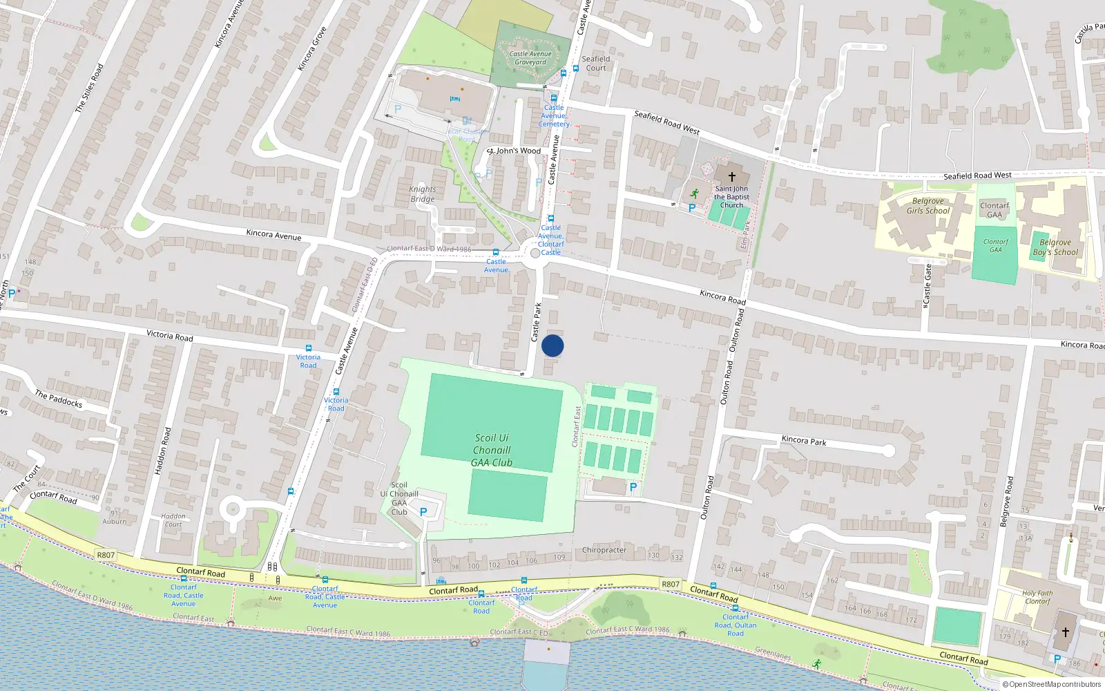Overhead map showing the location of 3 Castle Road, Dublin 3