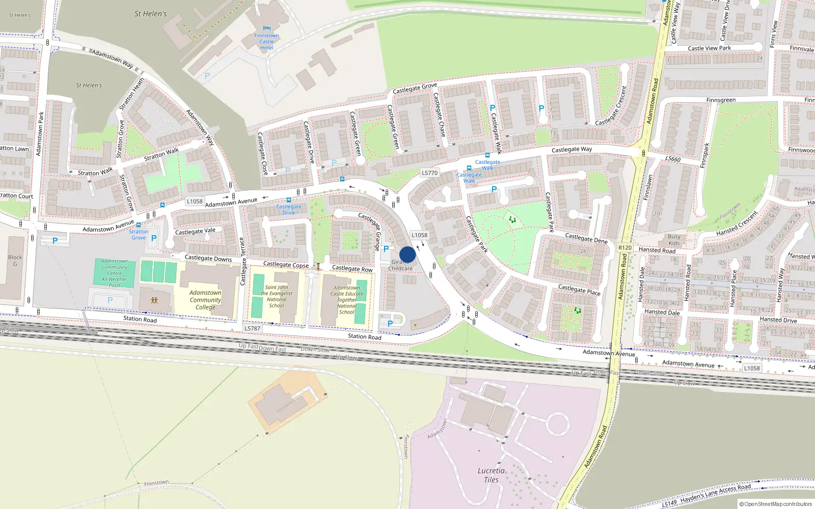 Overhead map showing the location of 3 Castlegate House, Adamstown Avenue, Adamstown