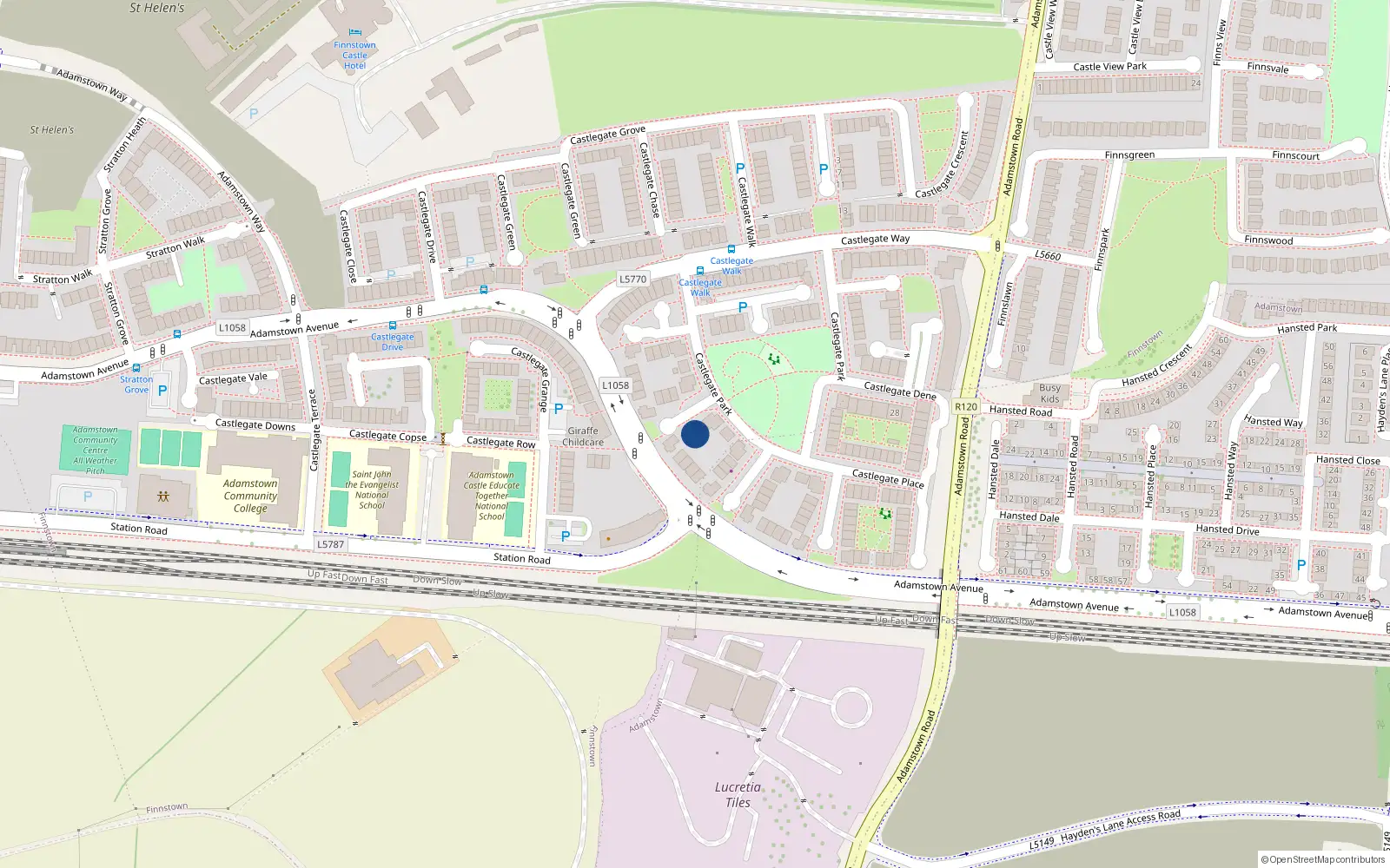 Overhead map showing the location of 3 Castlegate Mews, Lucan