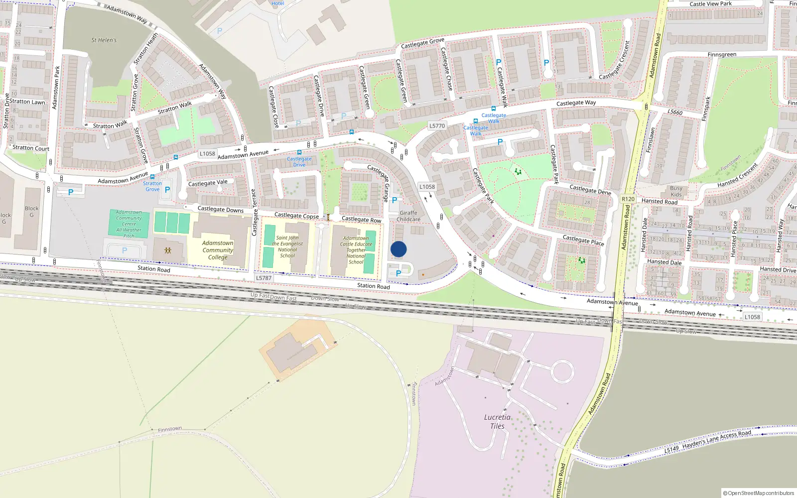 Overhead map showing the location of 3 Castlegate Rise, Lucan