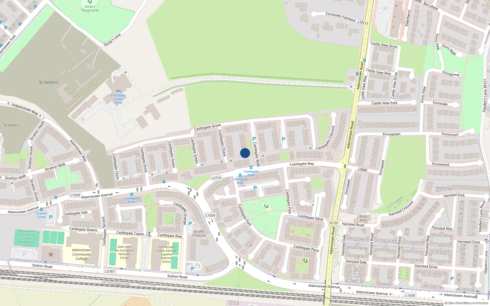 Overhead map showing the location of 3 Castlegate Walk, Adamstown