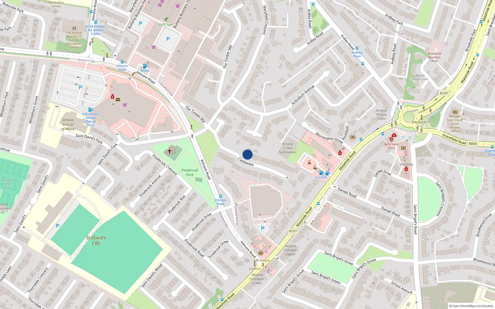 Overhead map showing the location of 3 Castleview, Dublin 5