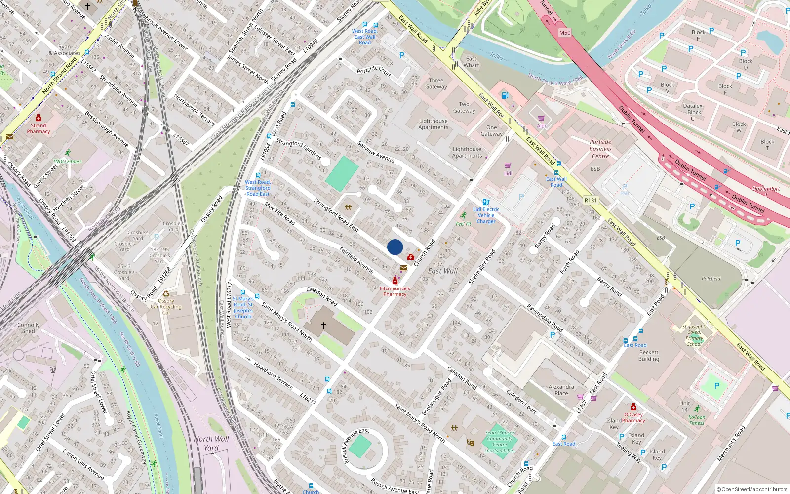 Overhead map showing the location of 3 Church Square, East Wall, Dublin 3