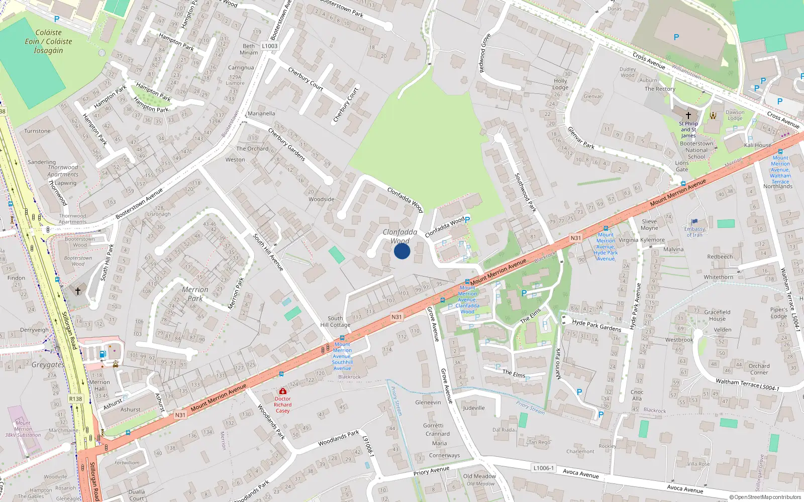 Overhead map showing the location of 3 Clonfadda Wood, Blackrock