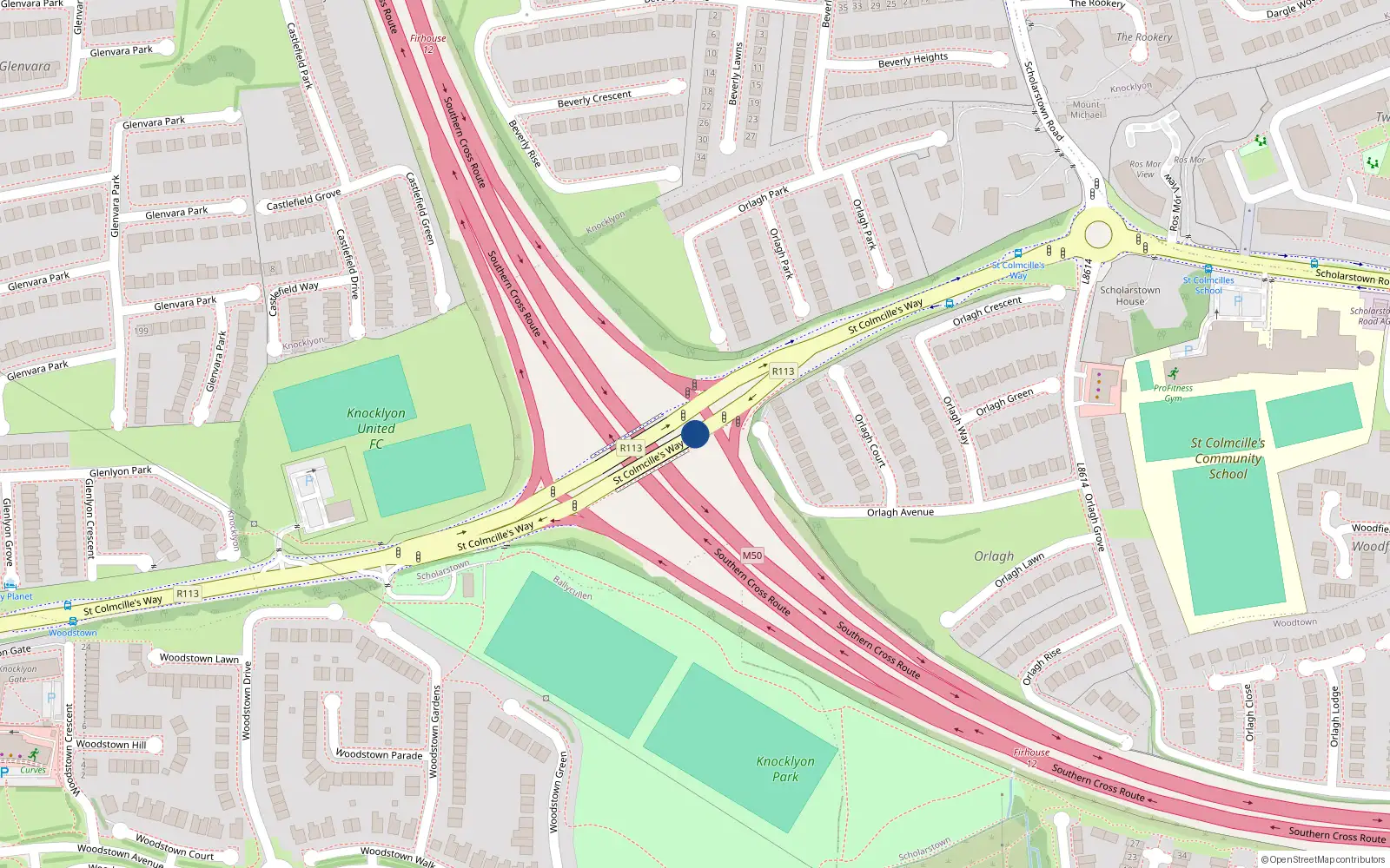Overhead map showing the location of 3 Saint Colmcille's Way, Ballycullen