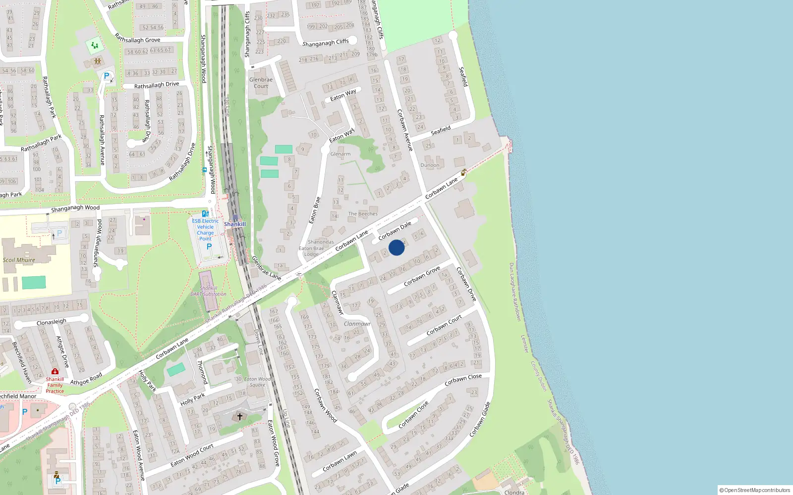 Overhead map showing the location of 3 Corbawn Dale, Dublin