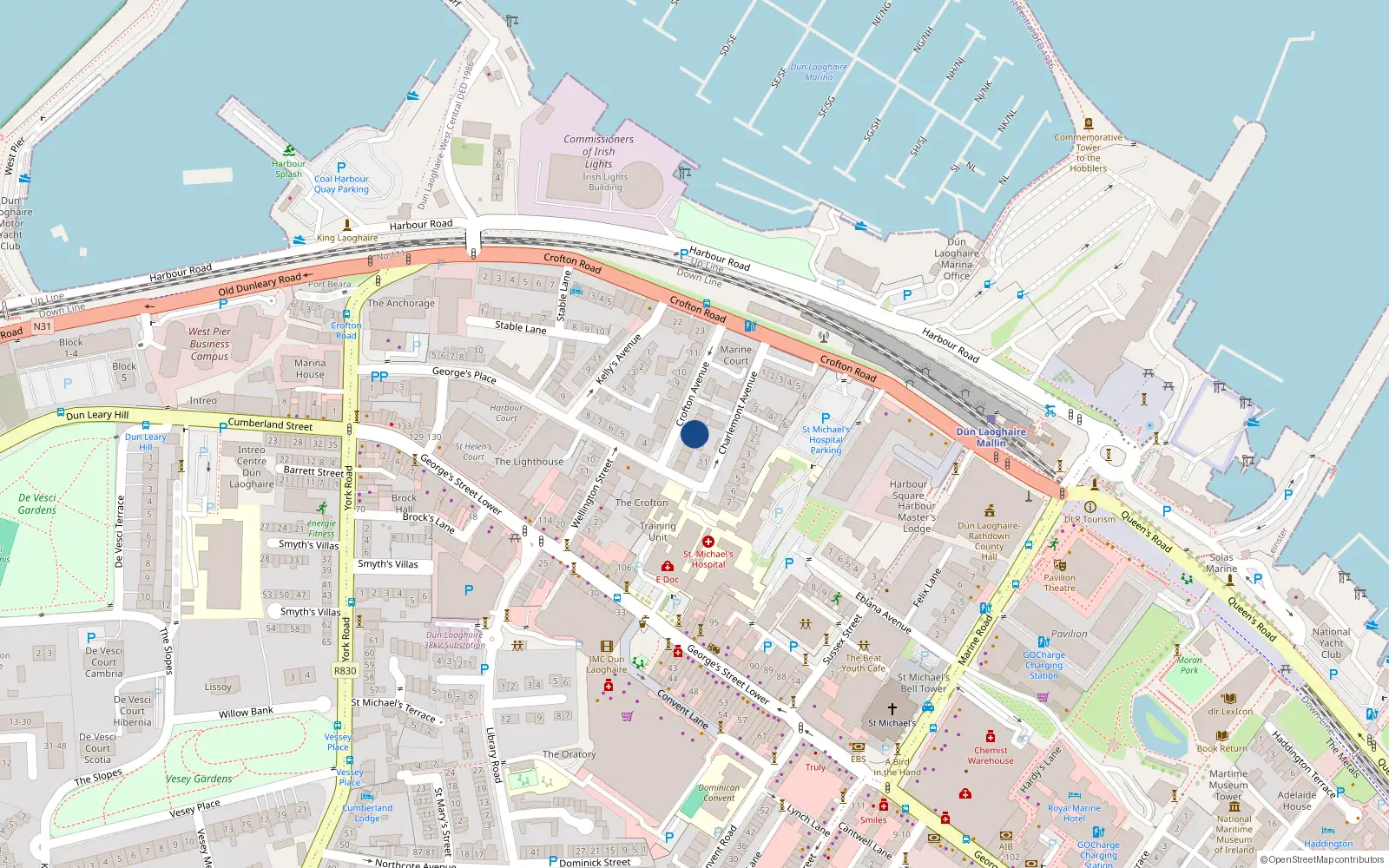 Overhead map showing the location of 3 Crofton Avenue, Dublin