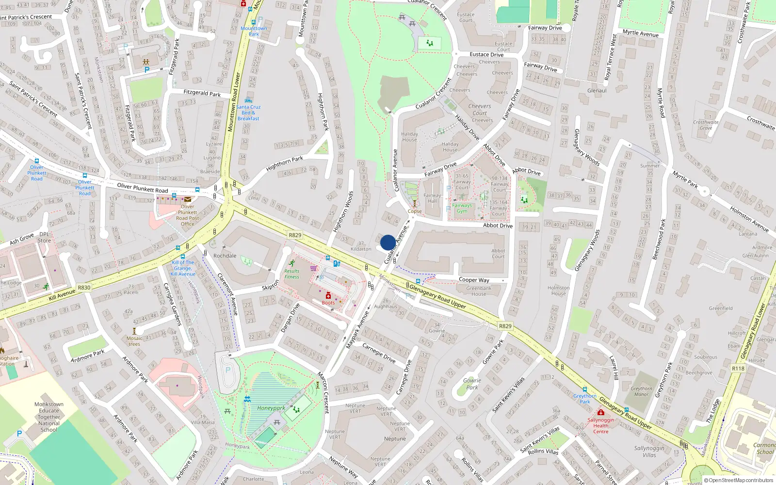 Overhead map showing the location of 3 Cualanor Avenue, Cualanor