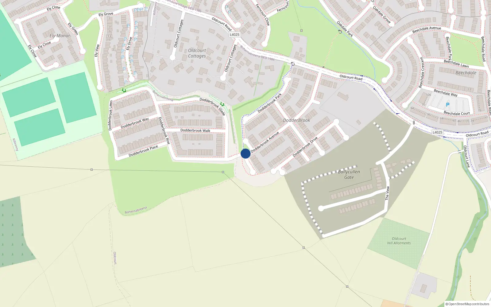 Overhead map showing the location of 3 Dodderbrook Avenue, Oldcourt