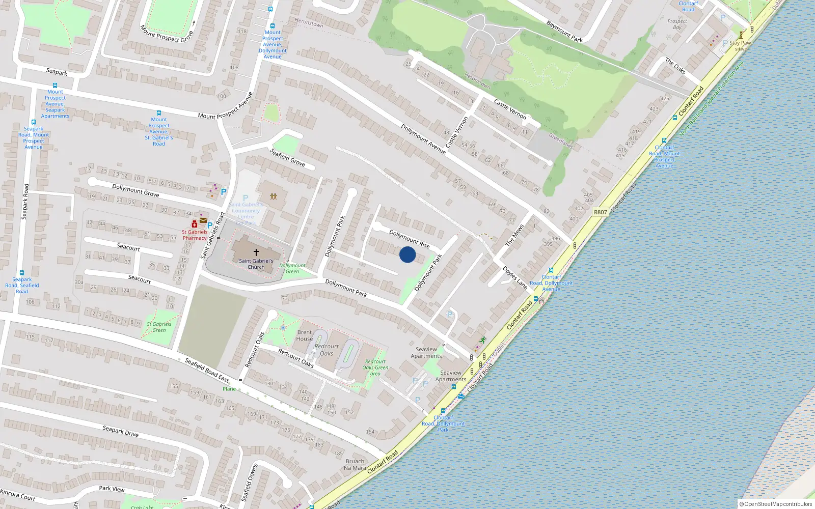 Overhead map showing the location of 3 Dollymount Rise, Dublin 3