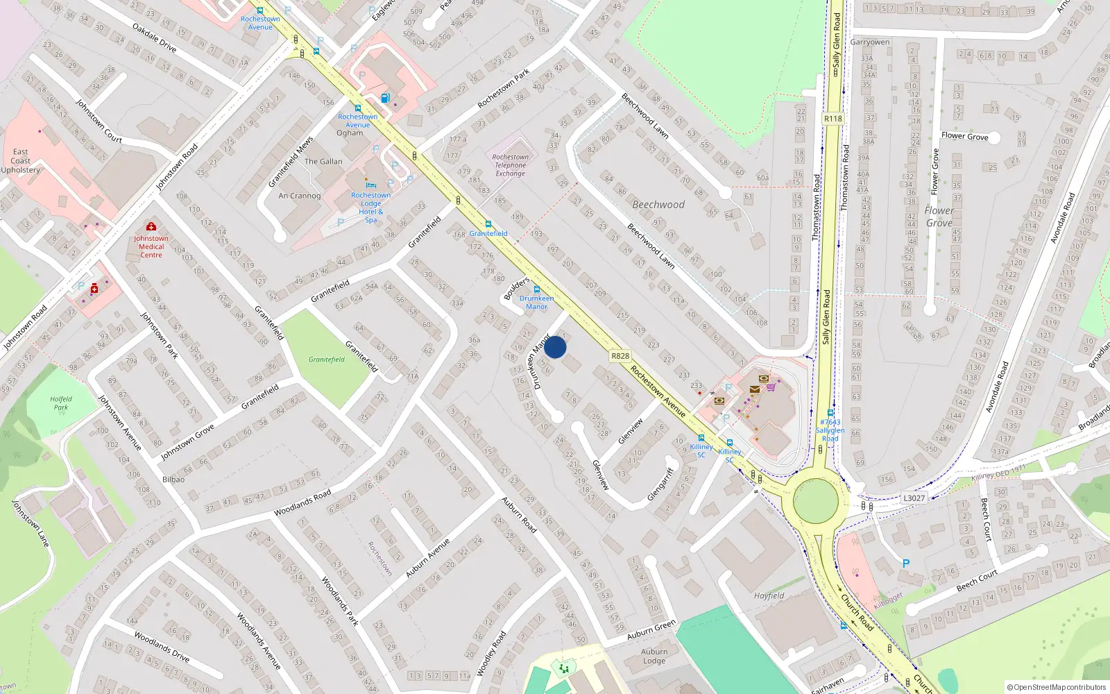 Overhead map showing the location of 3 Drumkeen Manor, Dublin