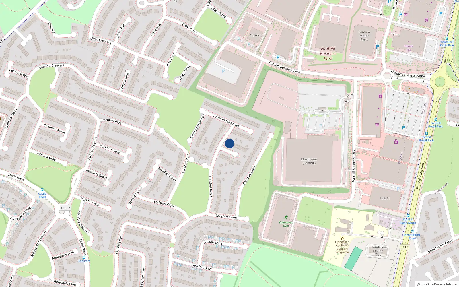 Overhead map showing the location of 3 Earlsfort Gardens, Lucan