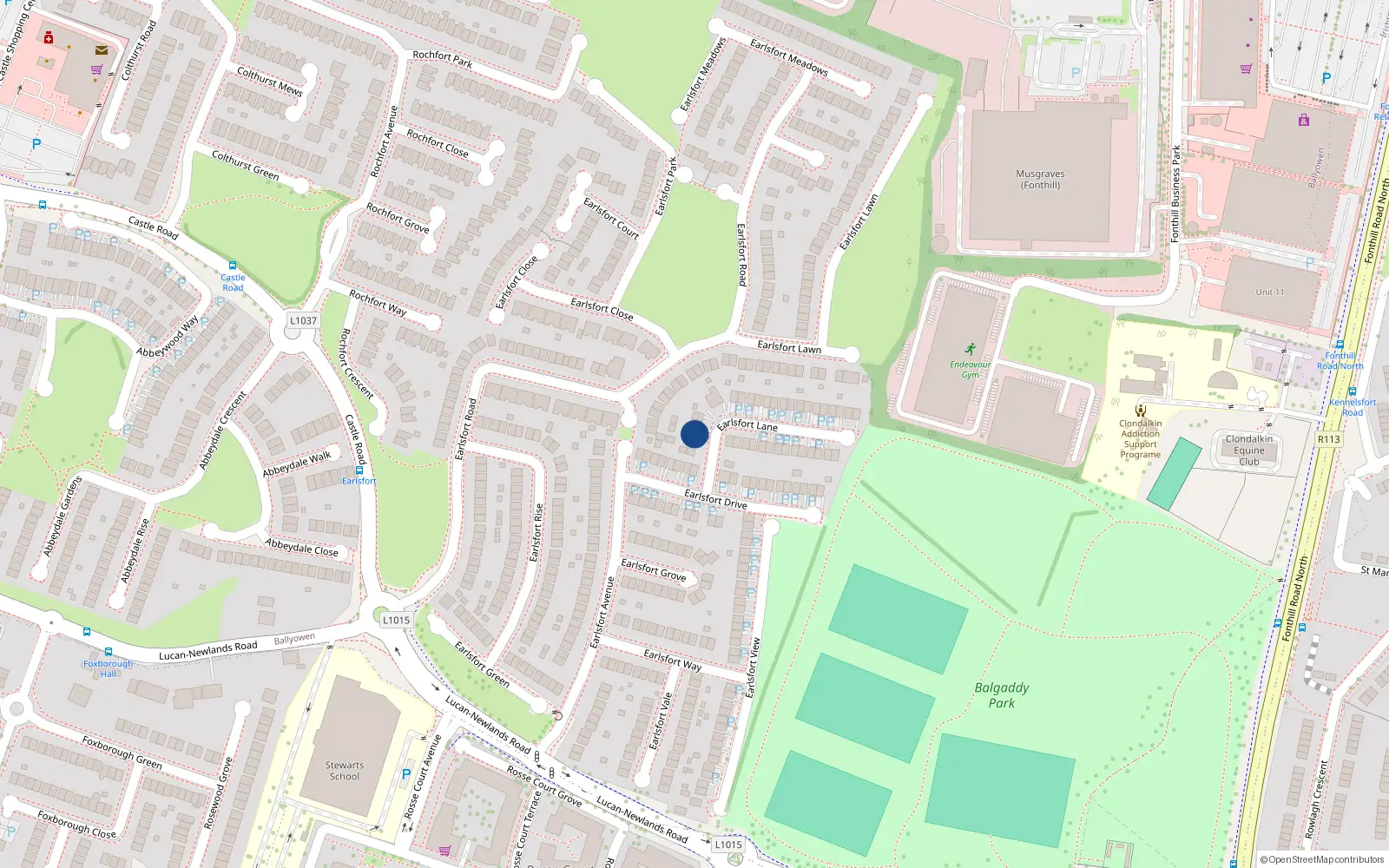 Overhead map showing the location of 3 Earlsfort Lane, Lucan