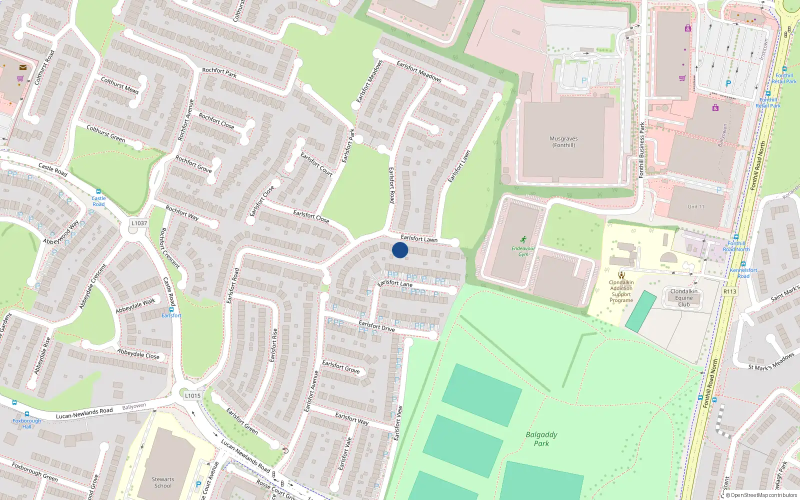 Overhead map showing the location of 3 Earlsfort Lawn, Lucan, Dublin