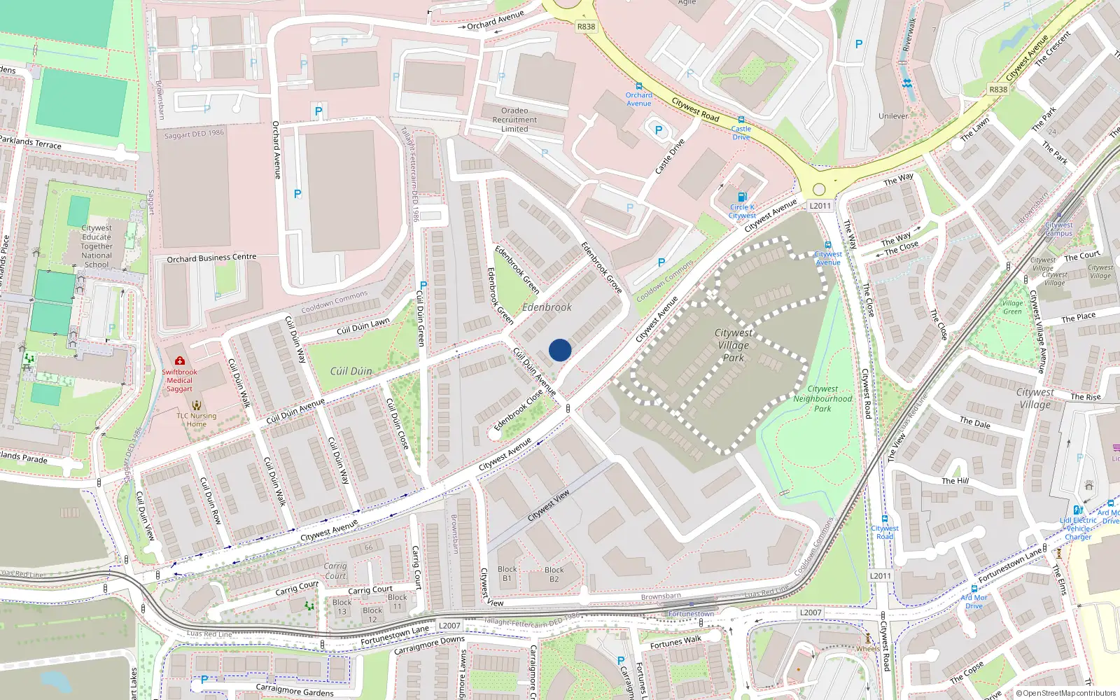 Overhead map showing the location of 3 Edenbrook Grove, Cooldown Commons