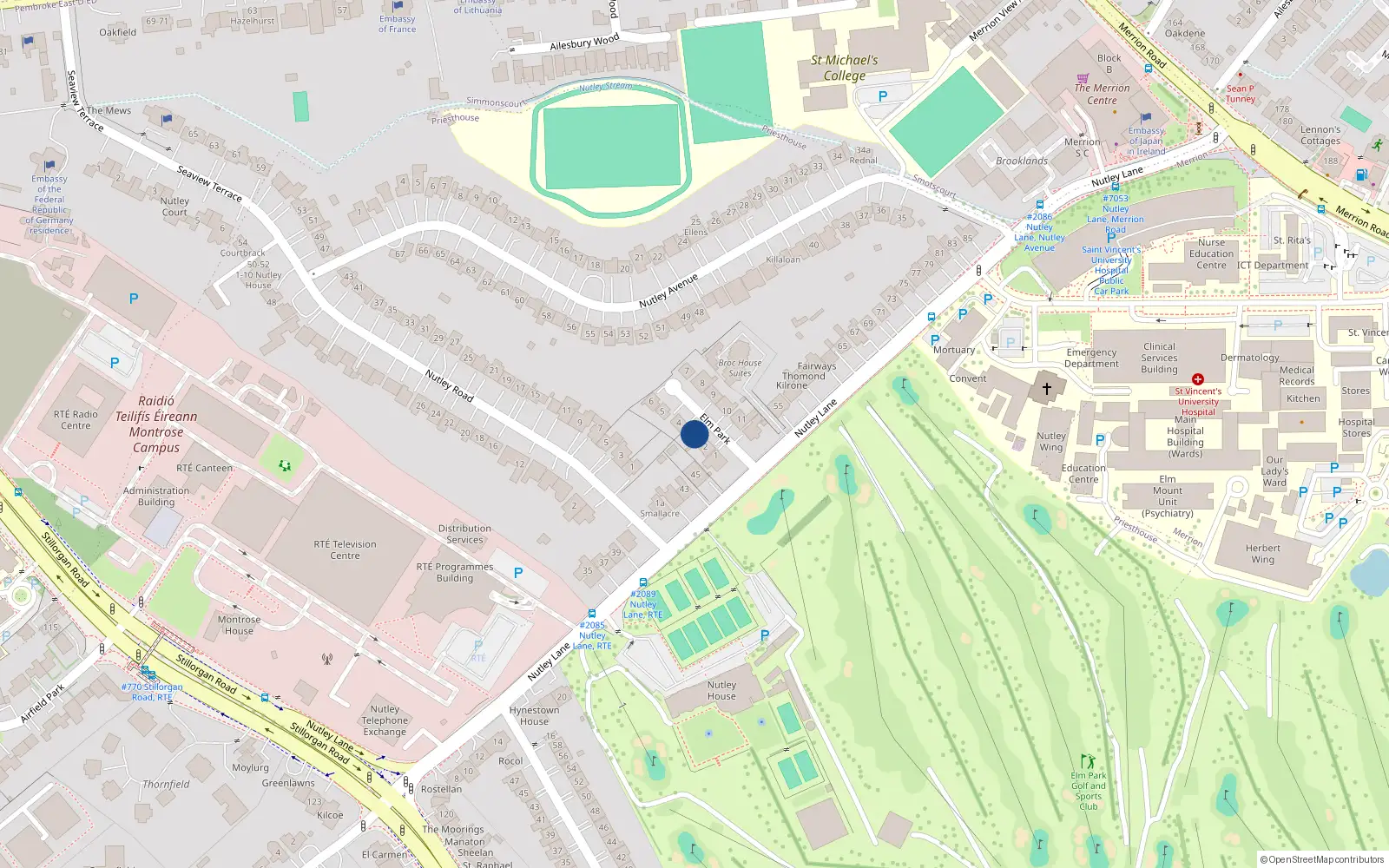 Overhead map showing the location of 3 Elm Park, Priesthouse