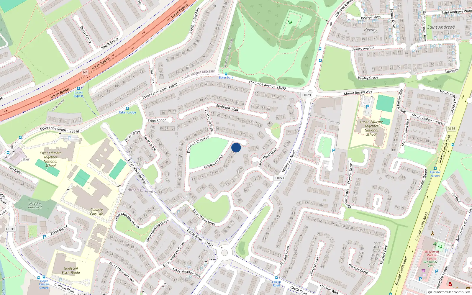 Overhead map showing the location of 3 Elmbrook Lawns, Lucan