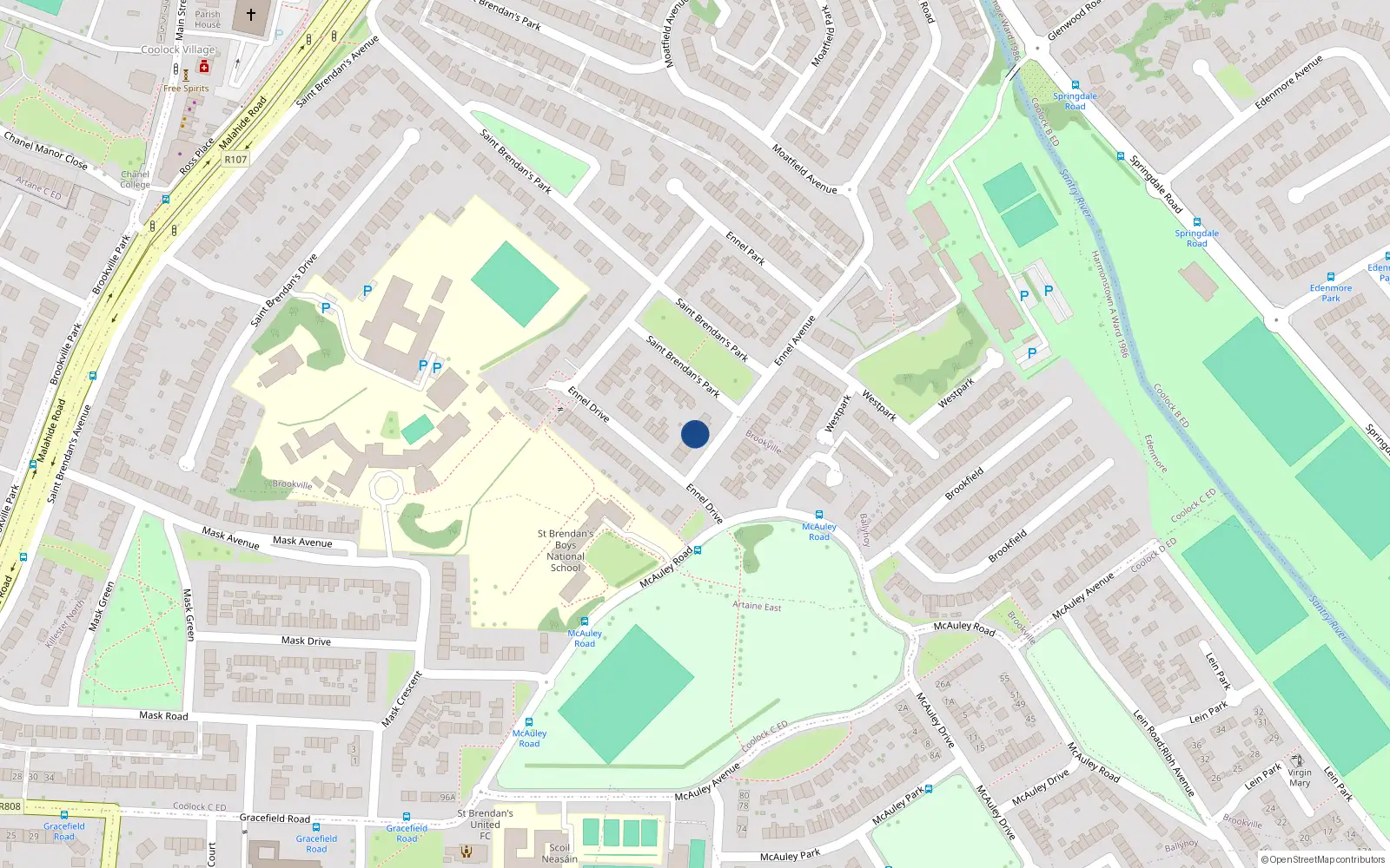 Overhead map showing the location of 3 Ennel Avenue, Dublin 5