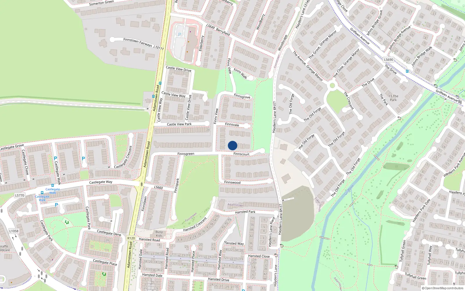 Overhead map showing the location of 3 Finnscourt, Lucan