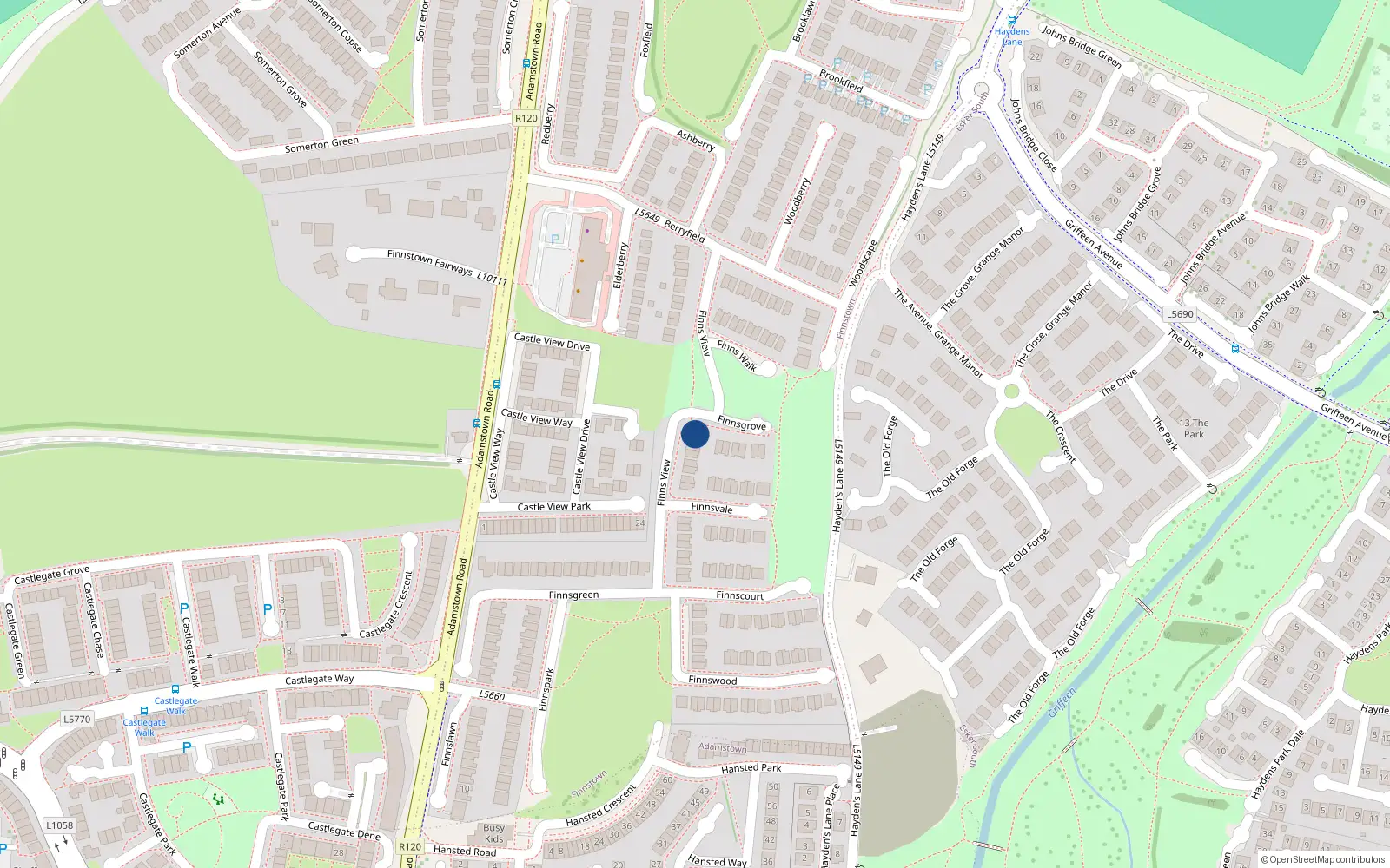 Overhead map showing the location of 3 Finnsview, Lucan