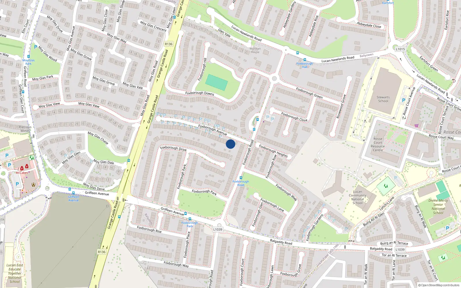 Overhead map showing the location of 3 Foxborough Avenue, Lucan